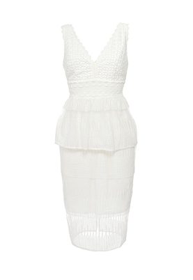 LOST INK  THE WARDROBE- EVIE MULTI LACE PEPLUM DRESS